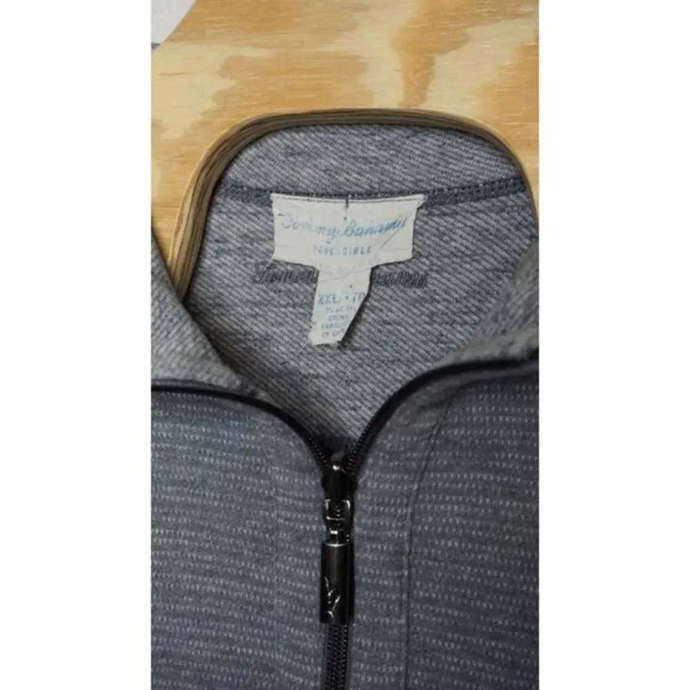 Tommy Bahama Men's Reversible‎ Sz 2X Gray Cotton Long Sleeve 1/4 Zip Pullover